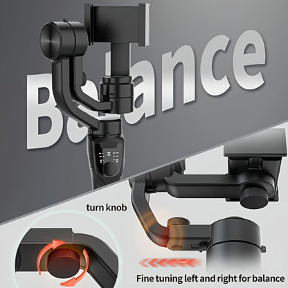 Handheld 3-Axis Smartphone Gimbal Stabilizer with Wireless Bluetooth No App Required Anti-Shake Video Recording – Includes Stand & Mount Compatible with iPhone Android Vlog Travel Live Streaming