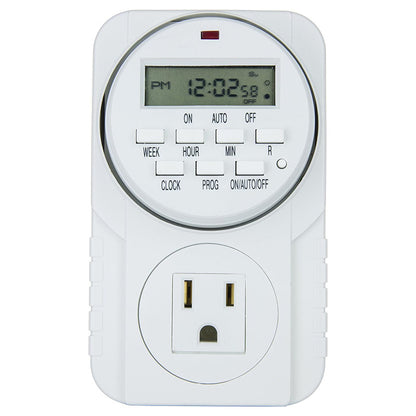 7-Day Heavy Duty Digital Programmable Timer with Dual Outlet - 24 Hour Indoor Electric Timer for Hydroponics, Lamp, Light, Fan, 120V 60Hz, Two Outlet Weekly Scheduling Timer Switch