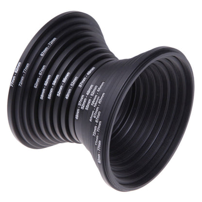 Step-Up Step-Down Lens Filter Adapter Rings 18pcs Set for DSLR Camera 37-82mm Aluminum Alloy Filter Ring Kit Compatible with Canon Nikon Sony Lenses