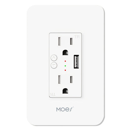 Smart WiFi Wall Outlet with 2 AC Outlets & USB Charging Port, Works with Alexa & Google Home, App Remote Control, No Hub Required, 15A 2.4GHz – MOES Intelligent In-Wall Smart Plug Socket