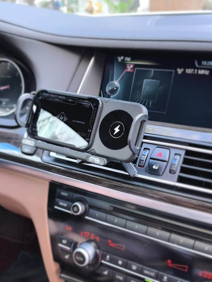 Car Wireless Charger Mount for Samsung Galaxy Z Fold 15W Auto-Clamping Fast Charging Holder – 360° Rotating Ball Joint, Air Vent & Center Console Mount, Super Capacitor Power-Off Delay | All Qi Phones