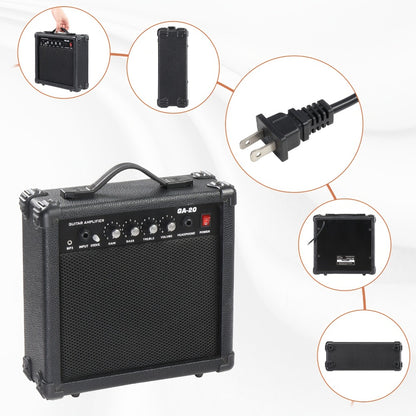 GA-20 20W Electric Guitar Amplifier with 6.5" Speaker, AUX MP3 Input & Headphone Output - Wood Panel Practice Amp for Beginner Intermediate Guitarist, Home Studio Stage