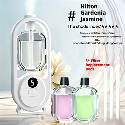 7-Color LED Aromatherapy Diffuser 150ml with USB Power, Ultrasonic Whisper-Quiet Mist, Timer Auto Shut-Off for Bedroom Office Yoga – Bundle with Hilton Gardenia Ocean Jasmine Shangri-La Oils