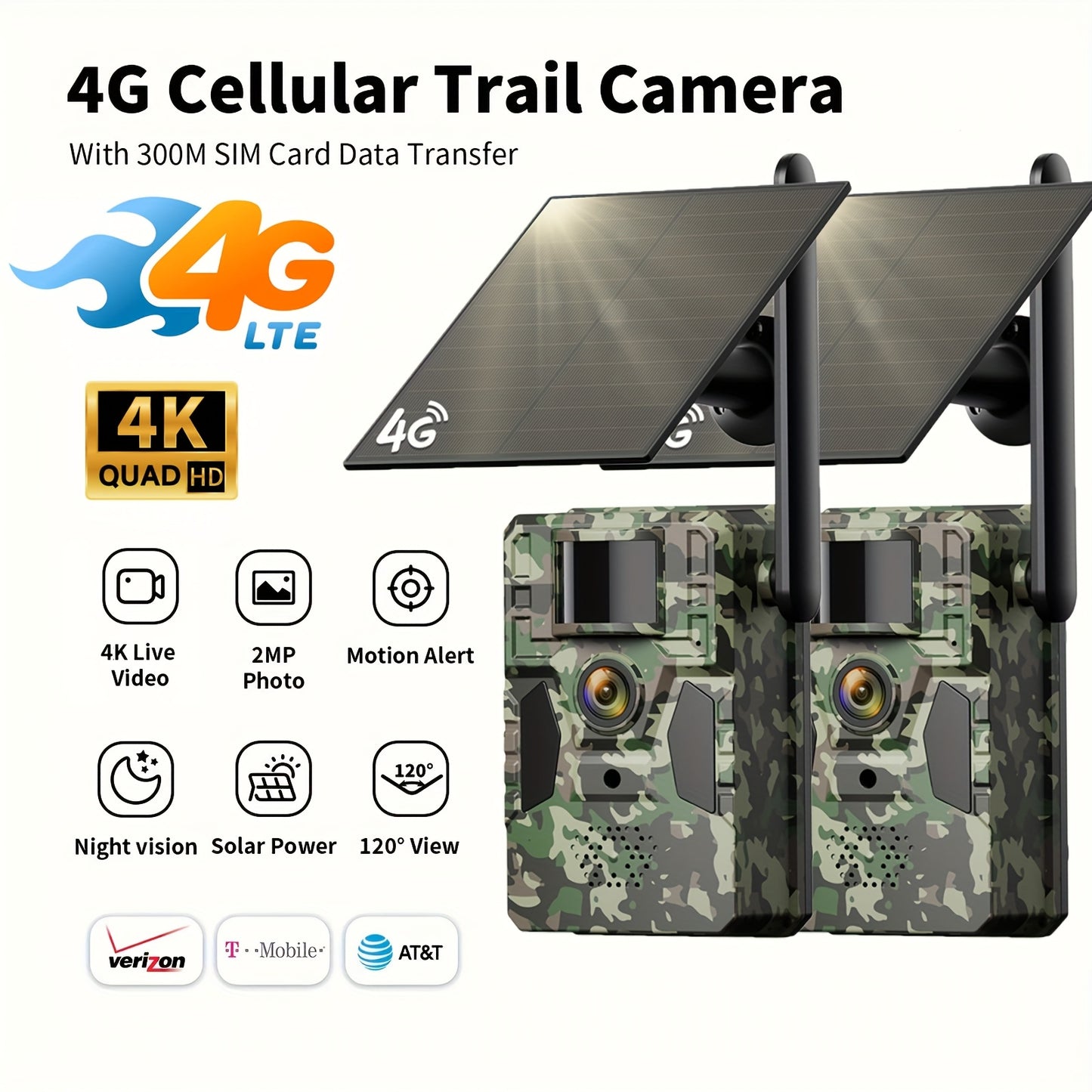4G Cellular Trail Camera 2K No WiFi Required with Phone App Remote View – Wireless Game Camera for Deer Hunting, Wildlife Scouting, Livestock Monitoring & Rural Property Security