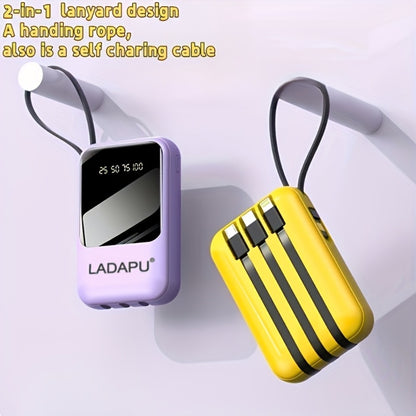 10000mAh Mini Power Bank 22.5W Super Fast Charging with 4 Built-In Cables – LED Display Cute Compact Portable Charger for iPhone Samsung Android Travel Outdoor Emergency Battery Pack