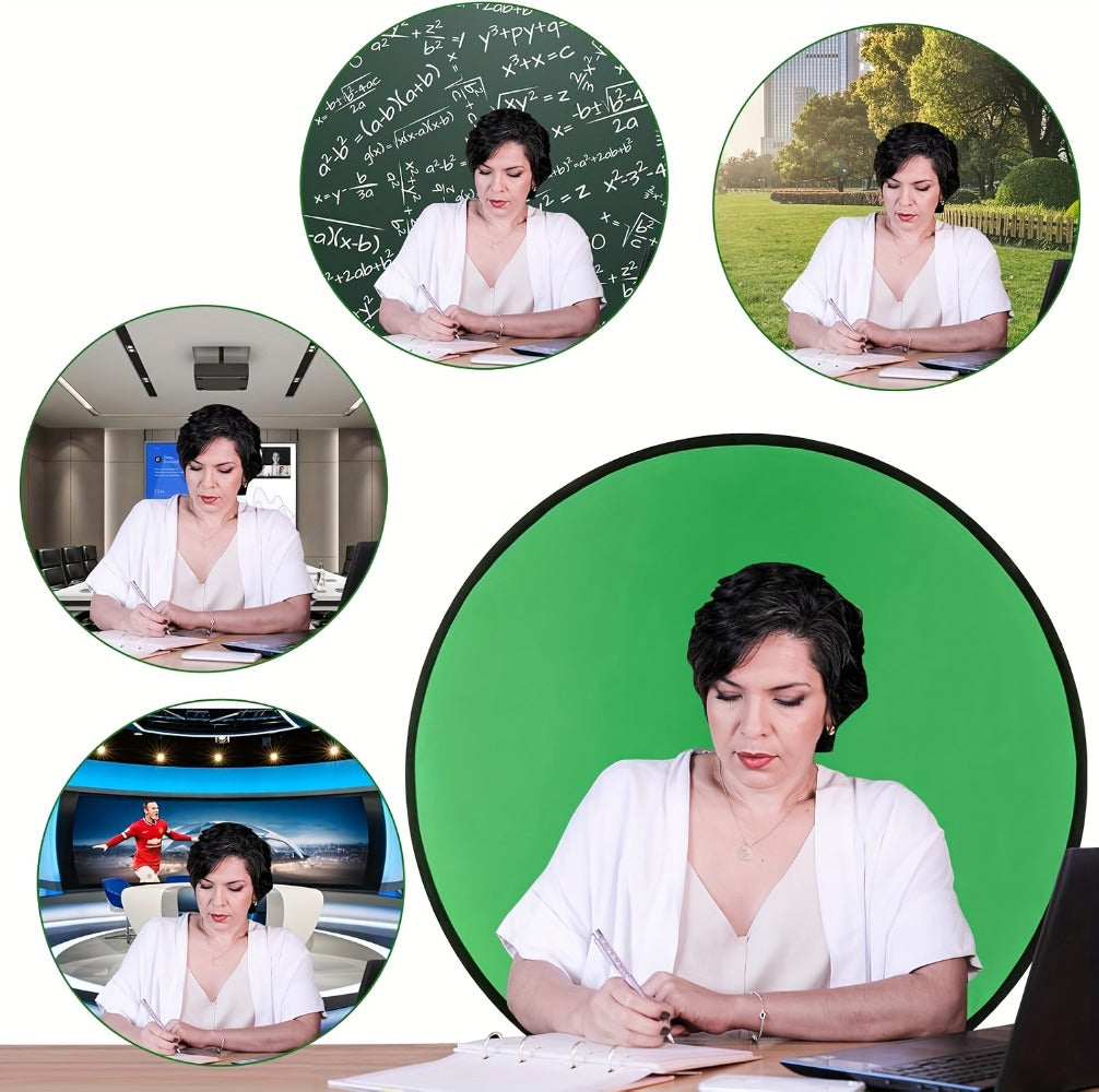 Folding Green Screen Background Frame Studio Kit | Portable Collapsible Backdrop for Live Streaming, Photography, Gaming, Video Calls, Home Office & Meetings