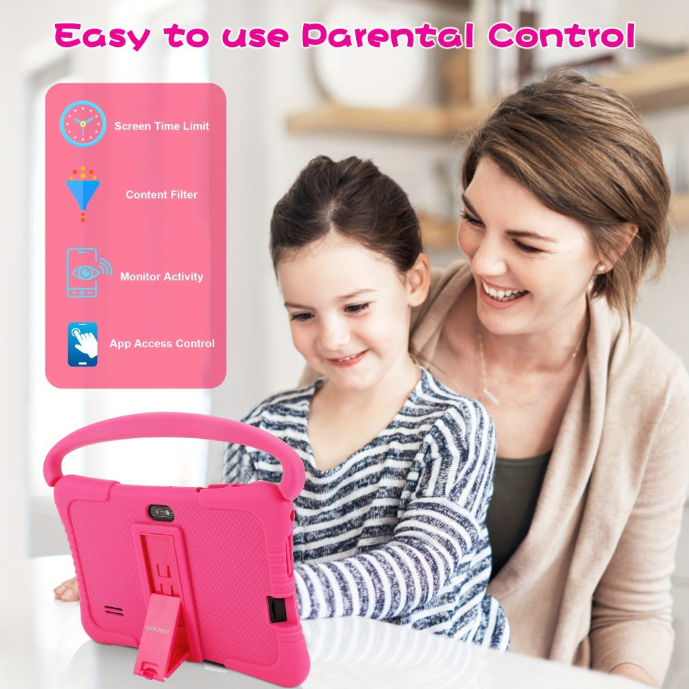 Kids Tablet 7 Inch Veidoo Android WiFi Eye Protection Screen Dual Camera Parental Control Educational Games Drop-Proof Silicone Cover 1+16GB 2+32GB Blue Pink Children Tablet Pad