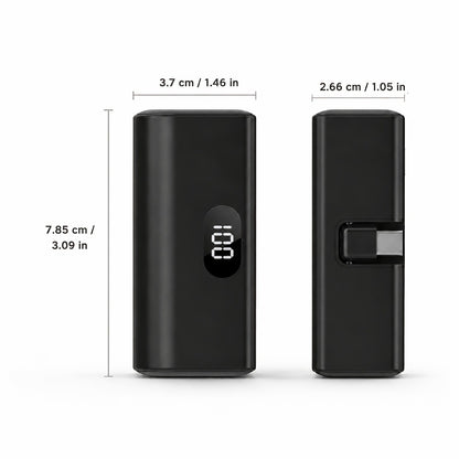 Mini Power Bank 5000mAh USB-C Foldable Plug Built-in Cable 10W Fast Charge LED Display Compact Portable Charger for iPhone 15 16 17 Samsung Android – Black White Pink Purple Green (1pc/2pcs)