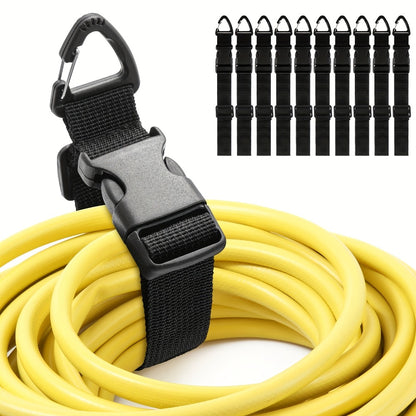 Extension Cord Organizer Straps 10-Pack – Heavy Duty 17 Inch Adjustable Storage Straps with Triangle Hanging Clips, Cable Hanger for Workshop Garage Home, Power Cord & Hose Management, Great Gift for Men