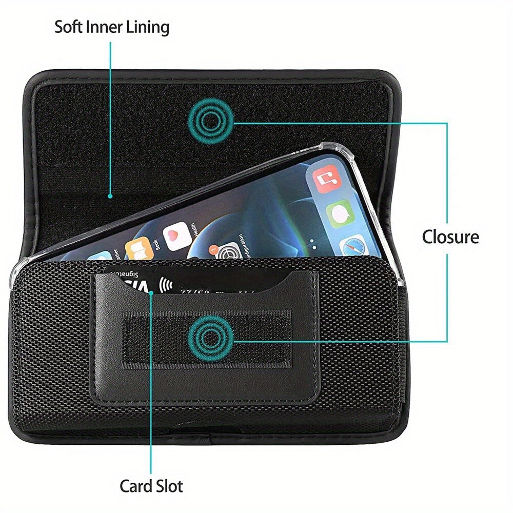 Heavy Duty iPhone Belt Clip Holster Case with Card Holder Rotating Clip Secure Snap Closure Durable Pouch for iPhone 17 Pro Max 17 Pro 17 Air 16E Plus Series – Men Outdoor Work Carry
