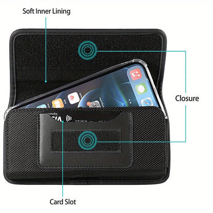 Heavy Duty iPhone Belt Clip Holster Case with Card Holder Rotating Clip Secure Snap Closure Durable Pouch for iPhone 17 Pro Max 17 Pro 17 Air 16E Plus Series – Men Outdoor Work Carry