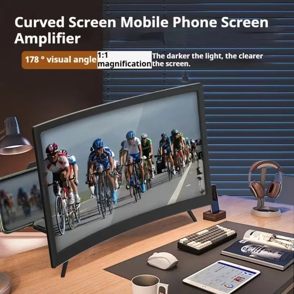 16 Inch Screen Magnifier for Phone HD Curved 3000:1 Contrast 108° Wide Angle – Foldable Stand Eye Protection Mobile Amplifier for Movies Gaming Family Viewing, Universal iPhone Android Enlarger Gift