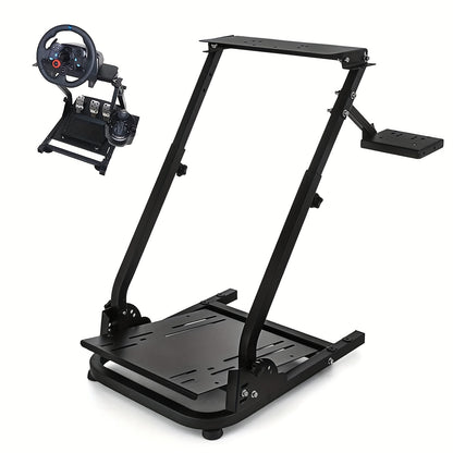 Racing Wheel Stand Height Adjustable 22"-30" Steel Driving Simulator Cockpit – Compatible with Logitech G25 G27 G29 G920, Thrustmaster T300RS TX T500RS & All Fanatec Wheels, Includes Gear Shifter Mount