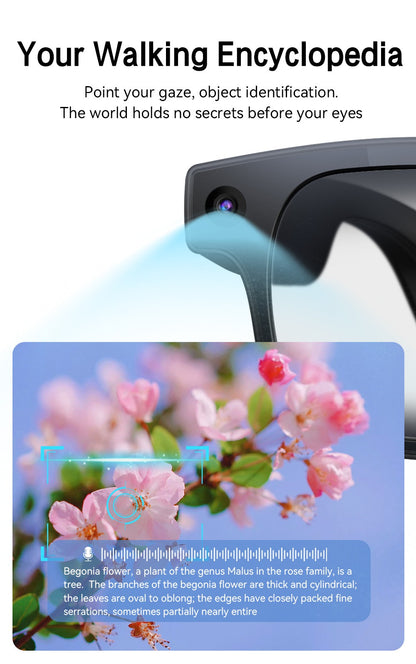 Bluetooth Smart Glasses with 8MP HD Camera – AI Real-Time Translation, Object Recognition, Touch Control, Bluetooth Call & Music, Wearable for Men & Women