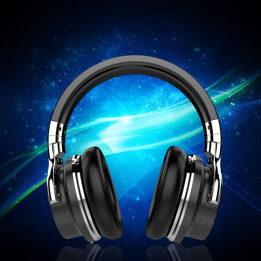 ANC Over-Ear Wireless Headphones Bluetooth 5.2 Deep Bass 45mm Drivers 30 Hours Playtime Dual Microphone Protein Earpads Foldable for Travel Work Study