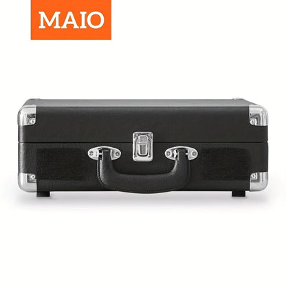 Bluetooth Vinyl Record Player with Built-in Speakers, Maio C200 3-Speed Belt-Driven Turntable, Hi-Fi Stereo Gramophone, 3.5mm Output, RCA Out, Suitcase Style, Best Holiday Gift for Music Lovers