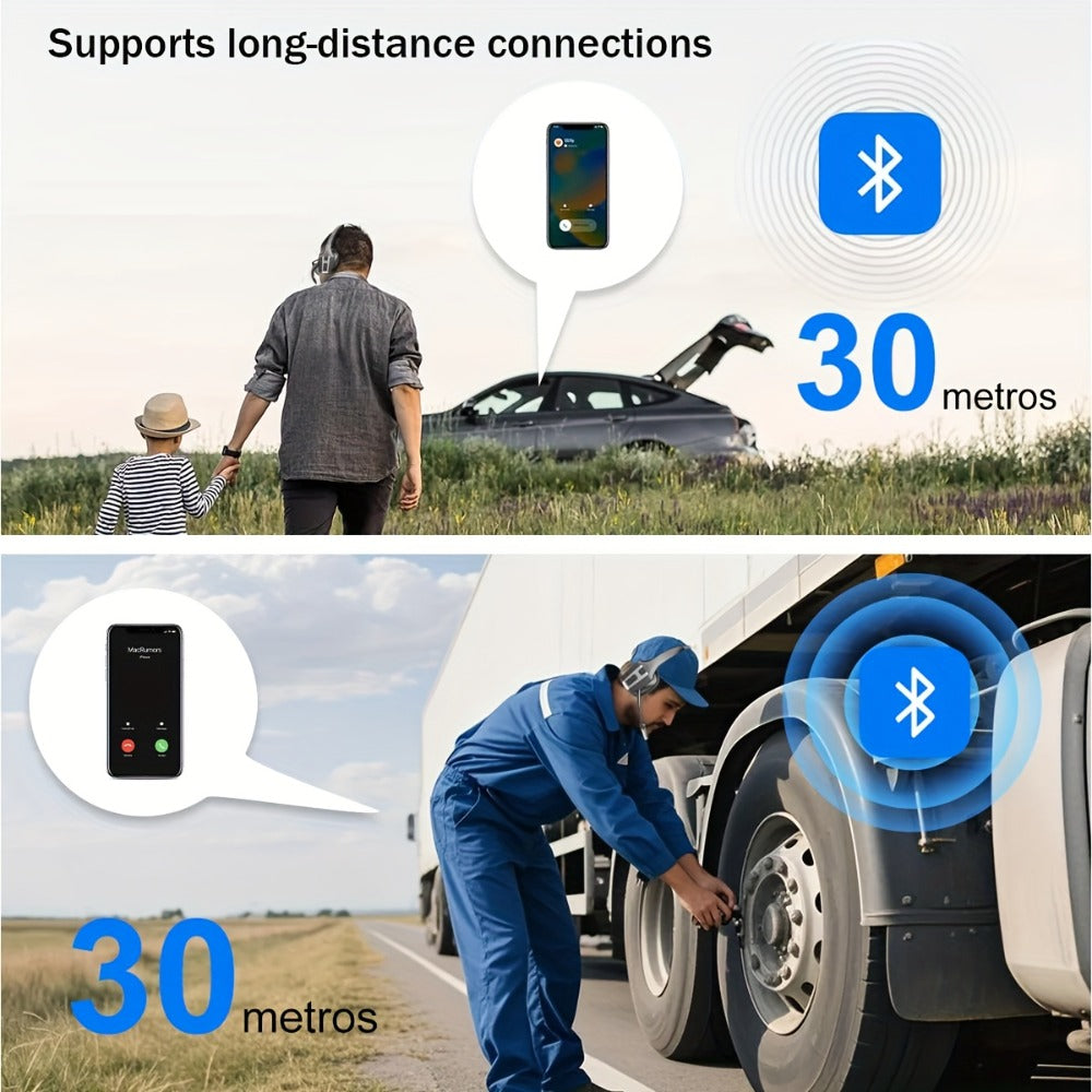Trucker Bluetooth Headset Single Ear Noise Canceling Wireless Mono Headphone Type-C Charging Dual Device Connection for Teams Zoom Skype Office Calls Portable Lightweight Durable Black
