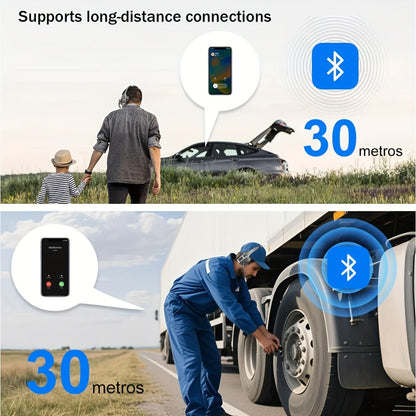 Trucker Bluetooth Headset Single Ear Noise Canceling Wireless Mono Headphone Type-C Charging Dual Device Connection for Teams Zoom Skype Office Calls Portable Lightweight Durable Black
