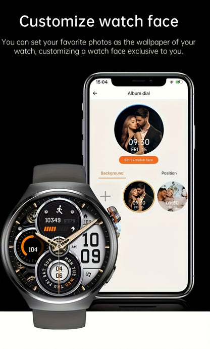 Hexagonal Bezel Smartwatch for Men HD TFT Display 150+ Sports Modes AI Voice Control 100+ Watch Faces Wireless Calling Weather Forecast Activity Tracker Compatible with Android iOS – Black Silver