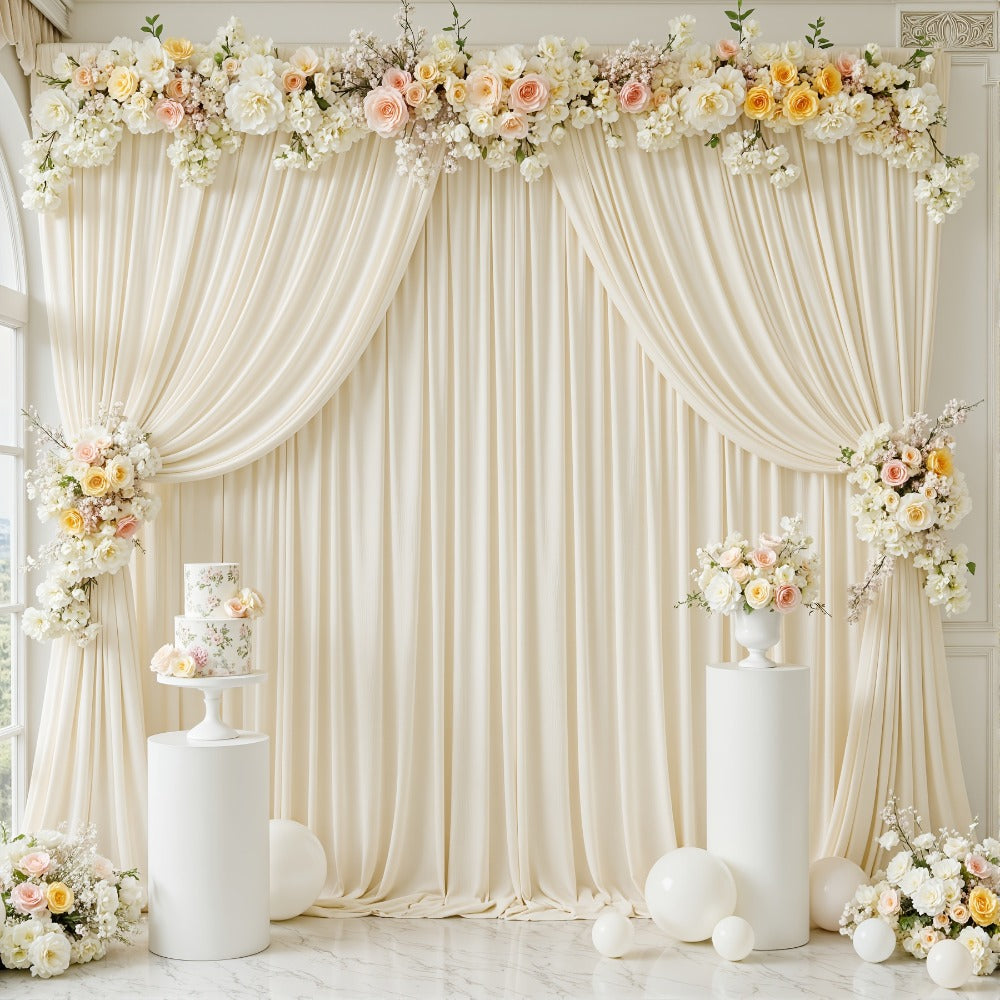 Photography Backdrop 4-Pack 5x10ft Polyester Spandex Background Cloth | Wrinkle-Resistant, Soft & Smooth with Pole Pockets | Wedding, Birthday, Banquet, Party & Event Decoration Curtains