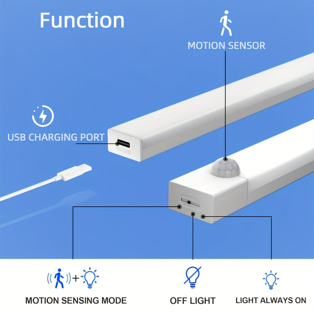 Motion Sensor Cabinet Light 6 Pack - USB-C Rechargeable LED Under Cabinet Lighting, 3 Modes Wireless Night Light with Magnetic Mount for Kitchen Closet Hallway Stairs Bedroom