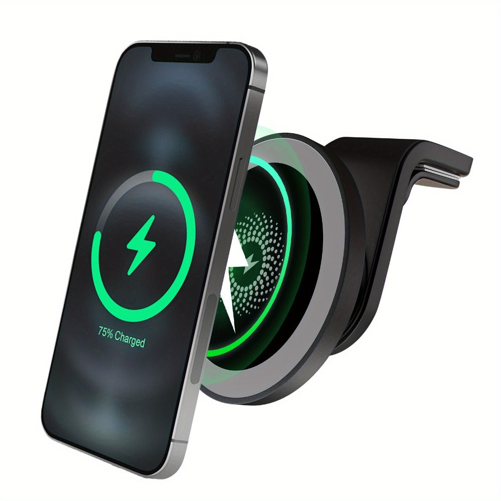 Magnetic Car Mount Wireless Charger 15W Fast Charging 360° Rotation Dashboard Phone Holder for iPhone 17 Air 16 15 14 13 12 Pro Max, Samsung Galaxy S24 S23 Android – Black White