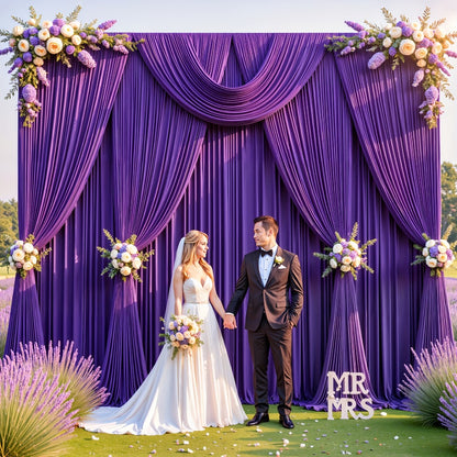 2-Pack 10x10ft Spandex Photography Backdrop Curtains - Wrinkle-Resistant Polyester Background Cloth with Pole Pockets for Weddings, Birthdays, Banquets & Photo Studio Events