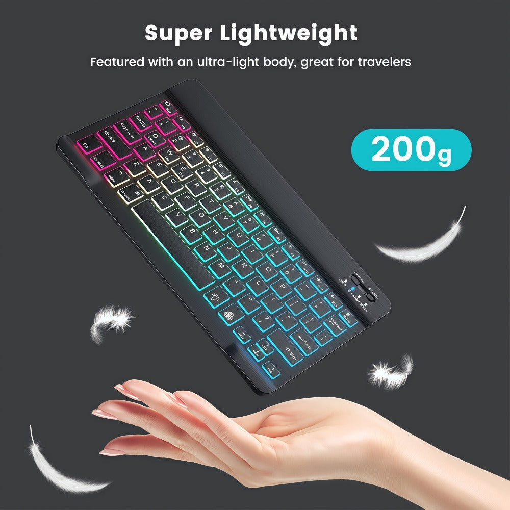 RGB Backlit Keyboard and Mouse Combo 7 Color LED – Ultra-Thin Scissor Keys Quiet Wired Set for PC Desktop Laptop | Black White | Home Office Gaming Desk Setup Keyboard Mouse