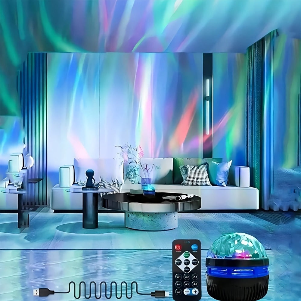 Multicolor LED Water Ripple Night Light USB Plug-and-Play with Remote Control – Color Changing Ambient Projection Lamp for Living Room, Bedroom, Holiday Party & Home Decor