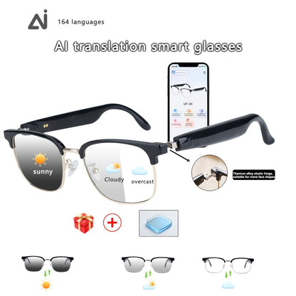 ChatGPT AI Translation Glasses with 160-Language Real-Time Translation, Photochromic Lenses, HiFi Audio & HD Calls – 19 Frame Styles, Unisex Smart Eyewear for Travel & Business