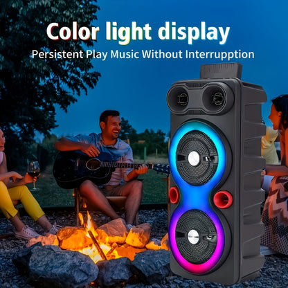 Dual 8.5" Subwoofer Party Speaker 6000W with RGB Lights | Portable Wireless Bluetooth 5.0, TWS Stereo Pairing, FM Radio, Built-in Mic, USB Rechargeable – Outdoor & Indoor Party Boombox