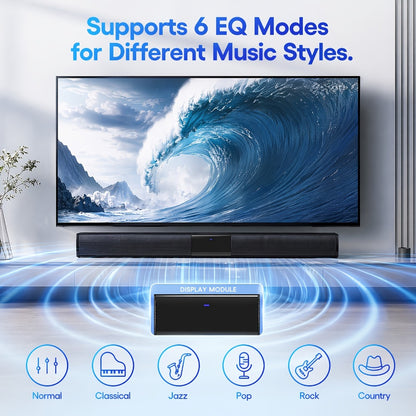 Deep Bass Soundbar with Subwoofer for Smart TV – 22" Wireless Bluetooth 5.0 Surround Sound System, TF/AUX/RCA/TWS, Home Theater Speaker for PC, Gaming, Projector, Studio, Live & Stage