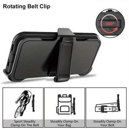 Rugged iPhone 14 Belt Clip Holster Case with Rotating Clip Heavy Duty TPU PC Dual Layer Shockproof Drop Protection Wireless Charging for iPhone 14 Pro Max 14 Plus 14 Pro 14 – 3 Colors Men Outdoor