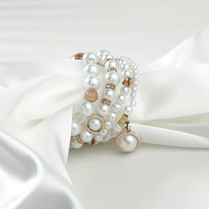 Pearl Watch Band for Apple Watch Series 11 10 9 8 7 6 5 4 3 2 1 SE Bling Jewelry Bracelet Strap Stainless Steel Buckle Elegant Women 38mm 40mm 41mm 42mm 44mm 45mm 46mm 49mm Pearl White Sakura Pink Akoya Champagne Gold