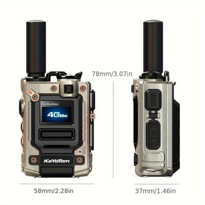 Kayotom K300S 4G Global Walkie Talkie Unlimited Range, No Monthly Fee Two Way Radio, UHF 400-480MHz Long Battery Life, Dustproof Shockproof Handheld Transceiver for Outdoor Group Remote Coordination