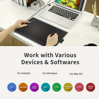 GAOMON M10K Drawing Tablet 8192 Levels Pressure Sensitivity Battery-Free Stylus 10 Programmable Hot Keys Digital Art Graphics Tablet Mac Windows PC Photo Editing Illustration Design 6.5x4 & 10x6.25 Inch