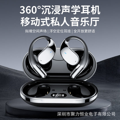 Bone Conduction Headphones Bluetooth 5.4 Open Ear Sport Earbuds 80H Battery LED Display Stereo Bass Noise Canceling Mic Type-C Charging Gift for Dad Men Women Running Cycling