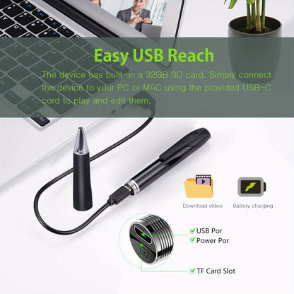 Mini Body Camera 1080P for Lectures, Meetings & Office – Portable FHD Wearable Security Cam, Indoor Outdoor Recording, Optional 32GB/64GB SD Card, Compact Clip-On Design for Students & Professionals