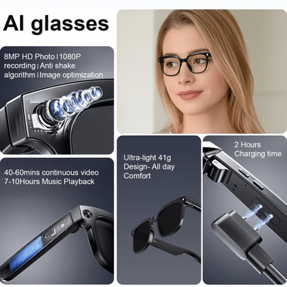 AI Voice Control Camera Glasses 8MP Ultra-Wide HD 1080P – Bluetooth 5.4, WiFi, Immersive Audio, Blue Light Blocking, 4H Playtime, Sunglasses & Clear Lens for Men Women