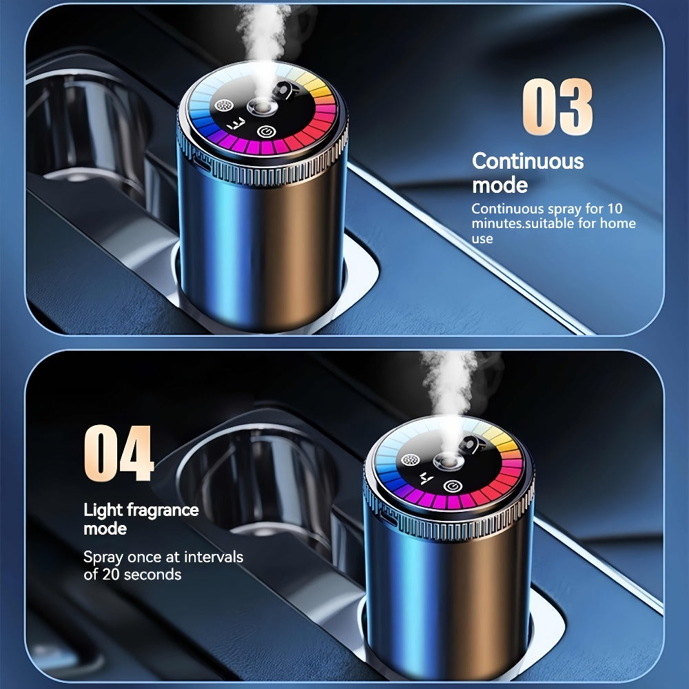 Car Air Freshener Aromatherapy Diffuser with Starry Sky Light Show, USB Rechargeable, Adjustable Fragrance – Natural Essential Oil Scents (Lavender, Ocean, Cologne, Gardenia)