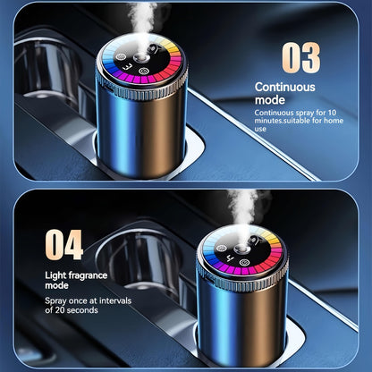 Car Air Freshener Aromatherapy Diffuser with Starry Sky Light Show, USB Rechargeable, Adjustable Fragrance – Natural Essential Oil Scents (Lavender, Ocean, Cologne, Gardenia)