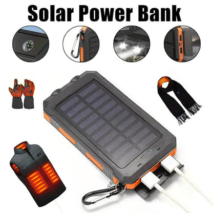 Solar Power Bank 50000mAh with Dual LED Flashlight SOS Mode & Compass – Portable Solar Charger Dual USB for Camping Hiking Travel Emergency Outdoor Survival for iPhone Samsung Android All Cell Phones