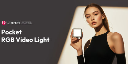 ULANZI VL49 RGB Video Light 360° Full Color LED Camera Light Panel - 2000mAh Rechargeable Dimmable Photography Lighting with 3 Cold Shoe Mounts & Magnetic Attachment for Portrait Studio Content Creation