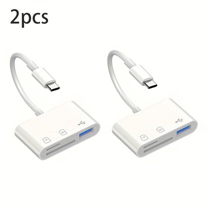 USB-C OTG SD Card Reader Adapter 2-Pack – Type-C to SD & Micro SD/TF Memory Card Reader for iPhone, Android, Windows Laptop | Camera Data Transfer Adapter