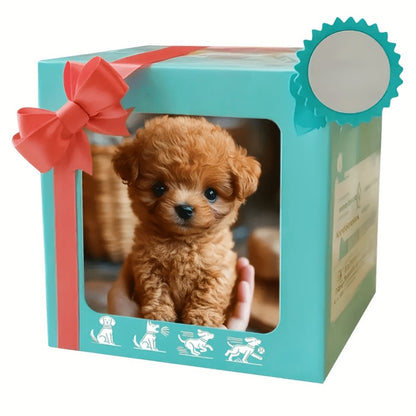 Walking Barking Robot Dog Toy for Adults Teens – Soft Plush Biomimetic Puppy with Expressive Eyes, One-Button Control, Gift Box Option | Desk & Home Companion | Brown White Red