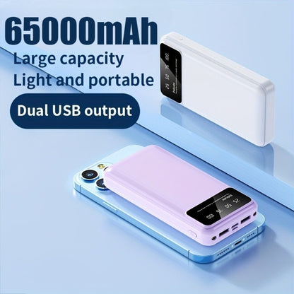 65000mAh Portable Power Bank with LED Display USB Charger for iPhone 17 16 15 14 13 12 11 XS Android Phones Tablets – High Capacity Emergency Backup Battery Pack for Travel Outdoor Camping