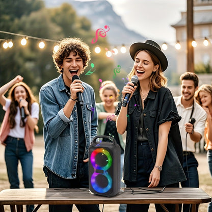 Portable Bluetooth Boom Box Speaker with Dual Subwoofer Heavy Bass, 2500W Stereo Sound System, FM Radio, Wireless, Type-C Charging, for Home Outdoor Parties Smartphones Tablets