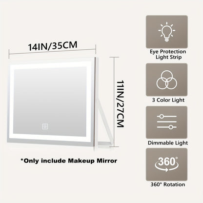 LED Vanity Mirror with Lights & 15X Magnifier – 3 Color Temperature Modes, Smart Touch Adjustable Brightness, 360° Rotation Makeup Mirror for Bedroom Bathroom Dressing Table, Gift for Women Girls