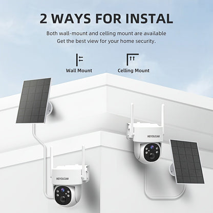 360° Solar PTZ Outdoor Security Camera 3MP, AI Human Auto-Tracking, Smart Siren Alarm, Spotlight Color Night Vision, Two-Way Audio, Weatherproof WiFi – Wire-Free Solar CCTV with Active Deterrent