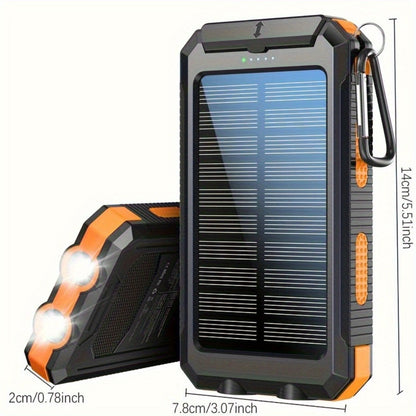 Solar Power Bank 20000mAh 40000mAh Portable Charger with Dual USB LED Flashlight & Compass - Waterproof External Battery Pack for Camping Hiking Outdoor Emergency, Compatible with iPhone Android Samsung